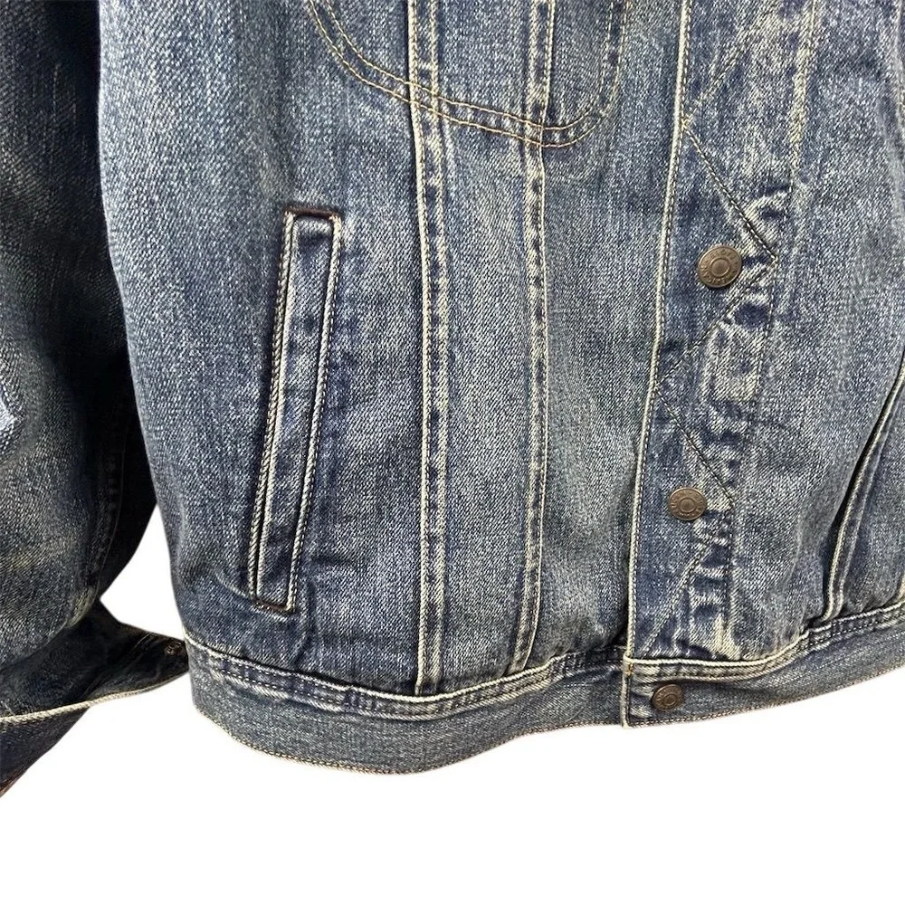 American Eagle Men's Sherpa Lined Denim Trucker Jacket Blue‎ Size M